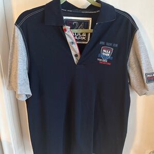 Paul & Shark Navy Polo with Gray Sleeves and Red Trim